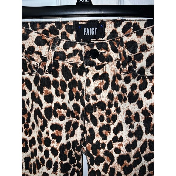 PAIGE Hoxton Ankle Leopard Print Jeans Womens Size 27 Distressed Raw Hem rocker - Picture 2 of 10